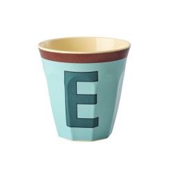 RICE Buchstabenbecher „E“ hellblau-braun 250 ml