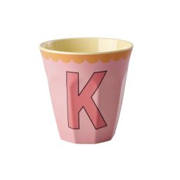 RICE Buchstabenbecher „K“ rosa-orange 250 ml