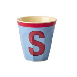 RICE Buchstabenbecher „S“ hellblau-rot 250 ml