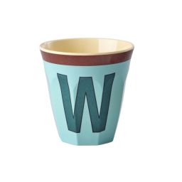 RICE Buchstabenbecher „W“ hellblau-braun 250 ml