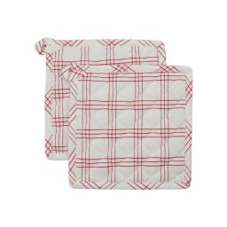 NICOLAS VAHÉ Topflappen „NVChef“, Rot/Weiß 2er Set