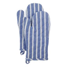 NICOLAS VAHÉ Ofenhandschuhe „Chef“ Blau/Weiß, 2er-Set, Vollansicht von vorne
