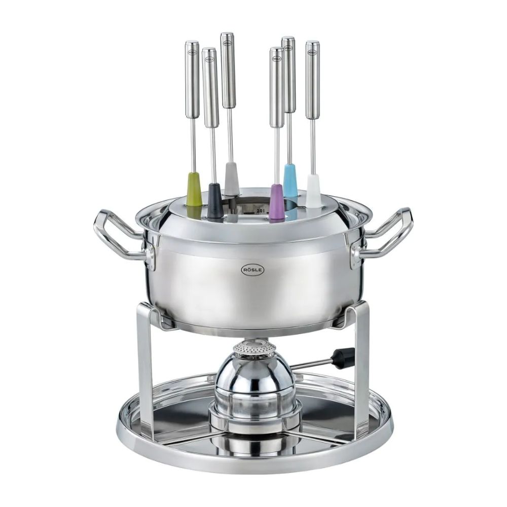  R&Ouml;SLE Fondue Set mit Gasbrenner Edelstahl