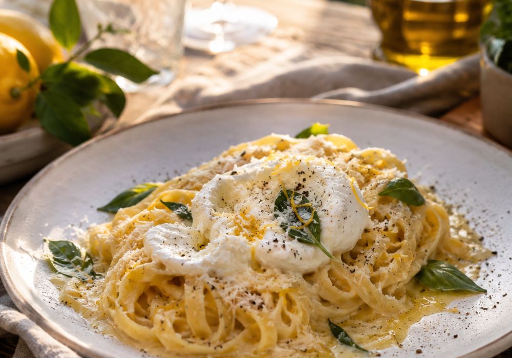Fertige, frische Zitronenpasta